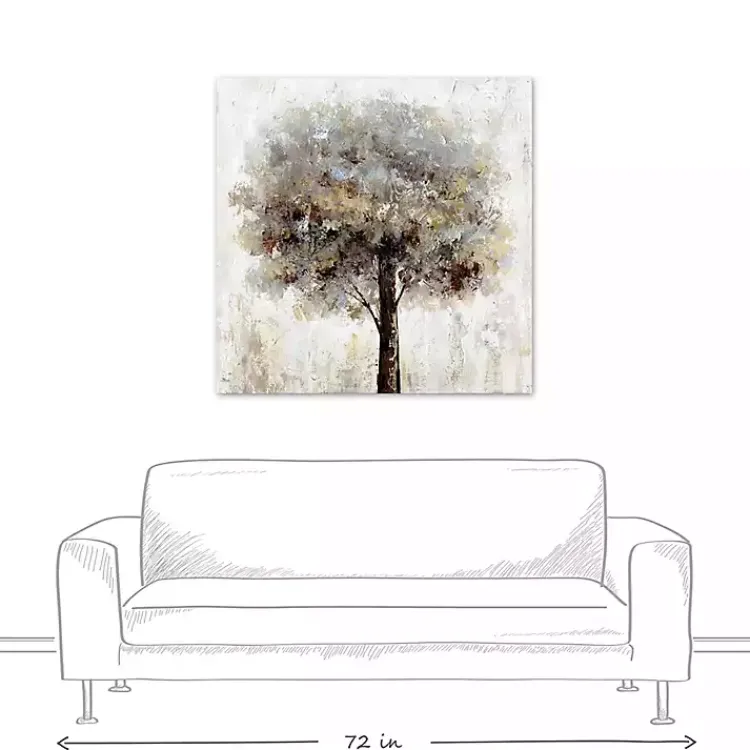 Canvas Art-Kirklands Home Neutral Painted Tree Square Canvas Art Print Tan