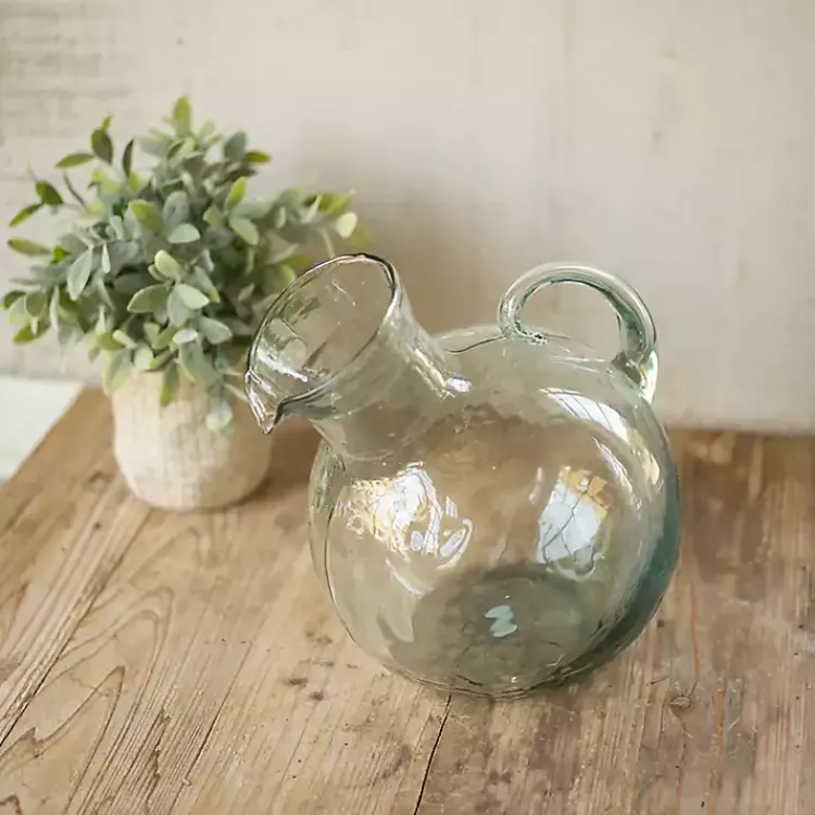 Serving & Entertaining-Kirklands Home Tilted Mouthed Circular Pitcher Clear