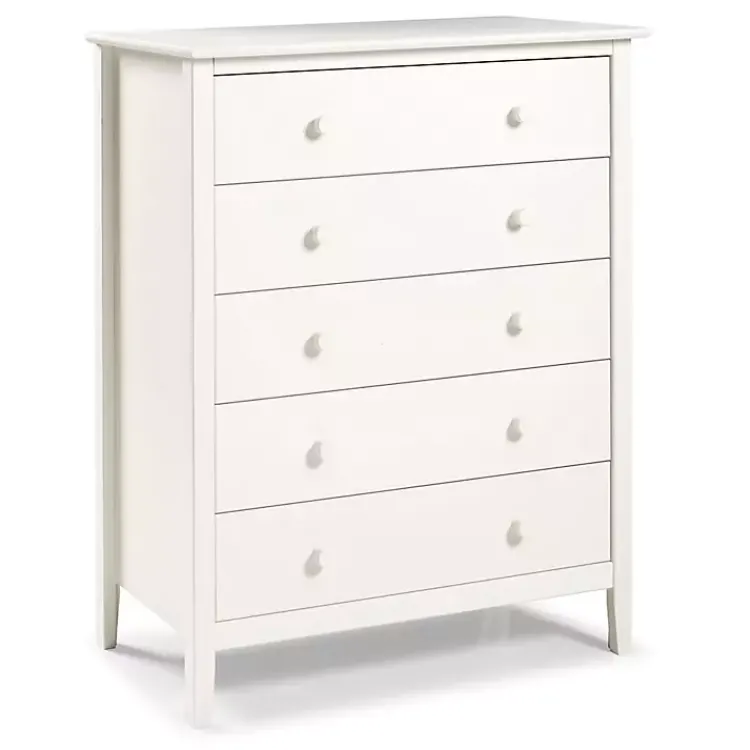 Dressers & Chests-Kirklands Home Brazilian Pine Wood 5-Drawer Chest White