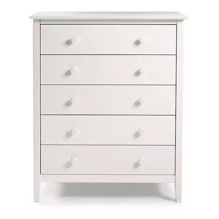 Dressers & Chests-Kirklands Home Brazilian Pine Wood 5-Drawer Chest White