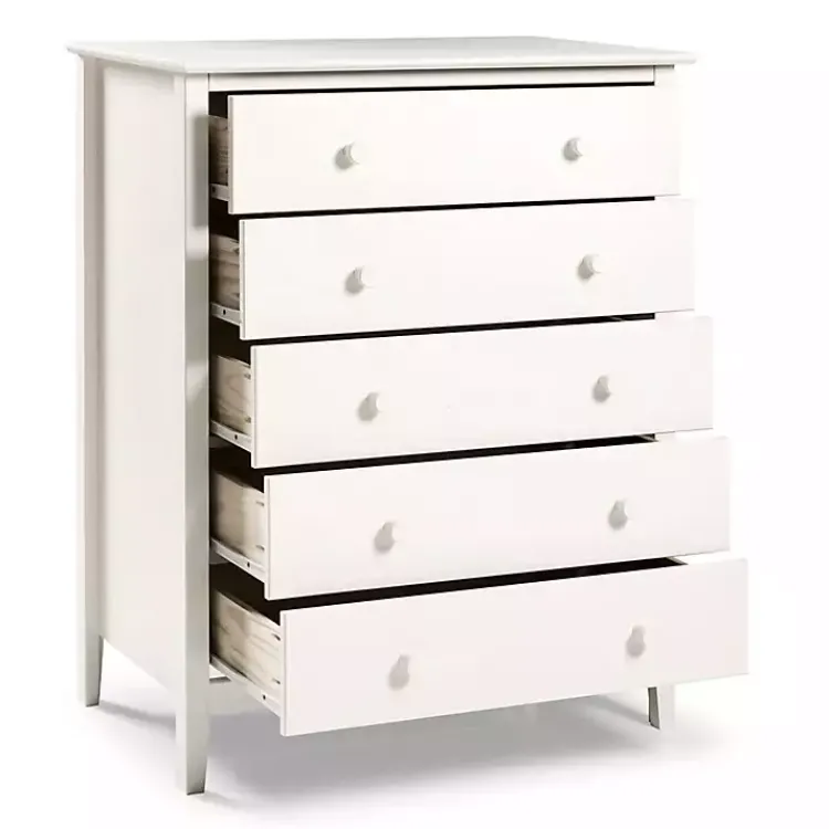 Dressers & Chests-Kirklands Home Brazilian Pine Wood 5-Drawer Chest White