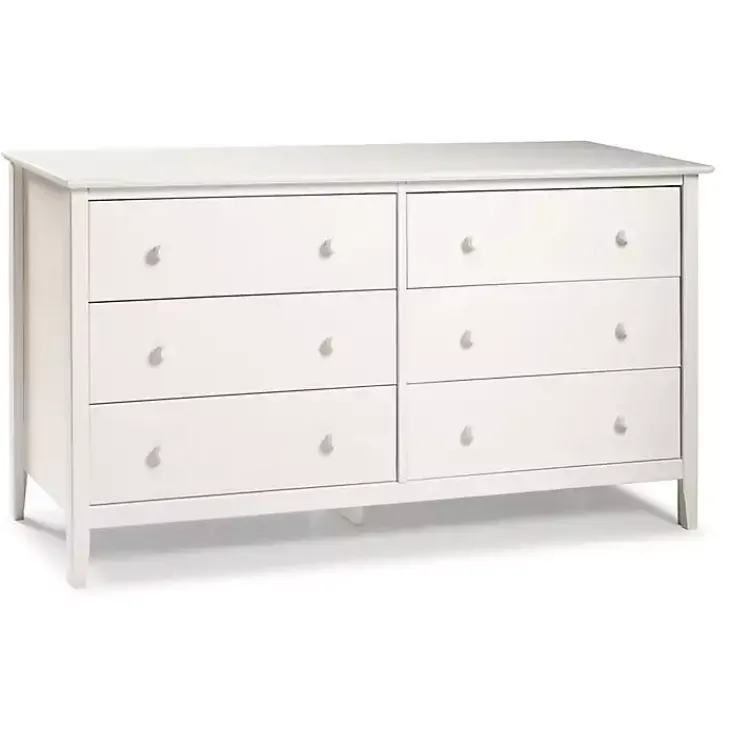 Dressers & Chests-Kirklands Home Brazilian Pine Wood 6-Drawer Dresser White