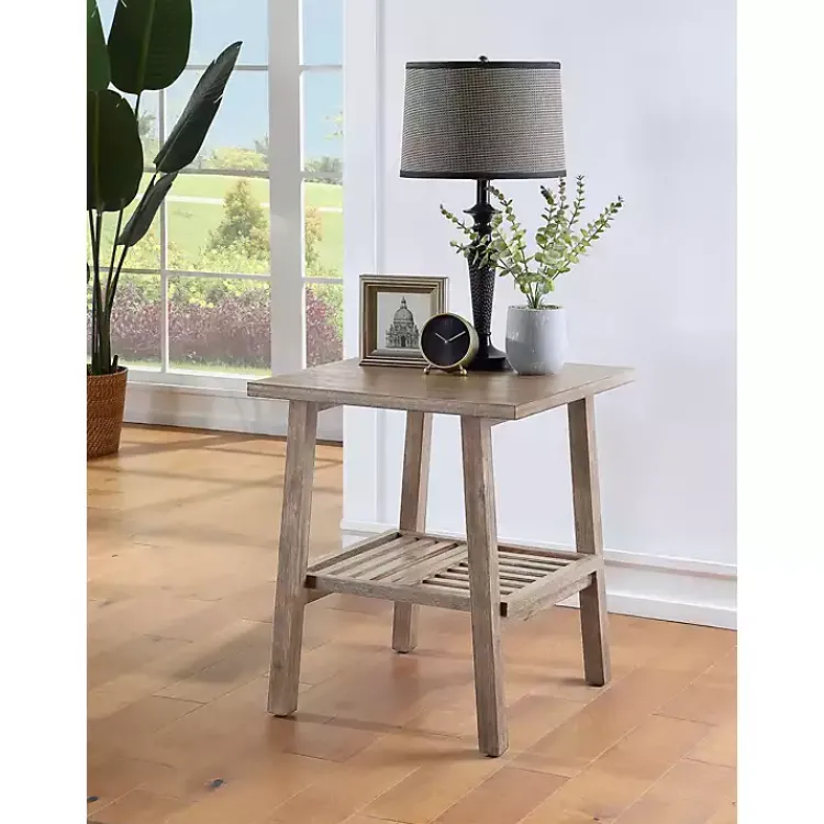 Accent & End Tables-Kirklands Home Wire Brushed Natural Accent Table Tan