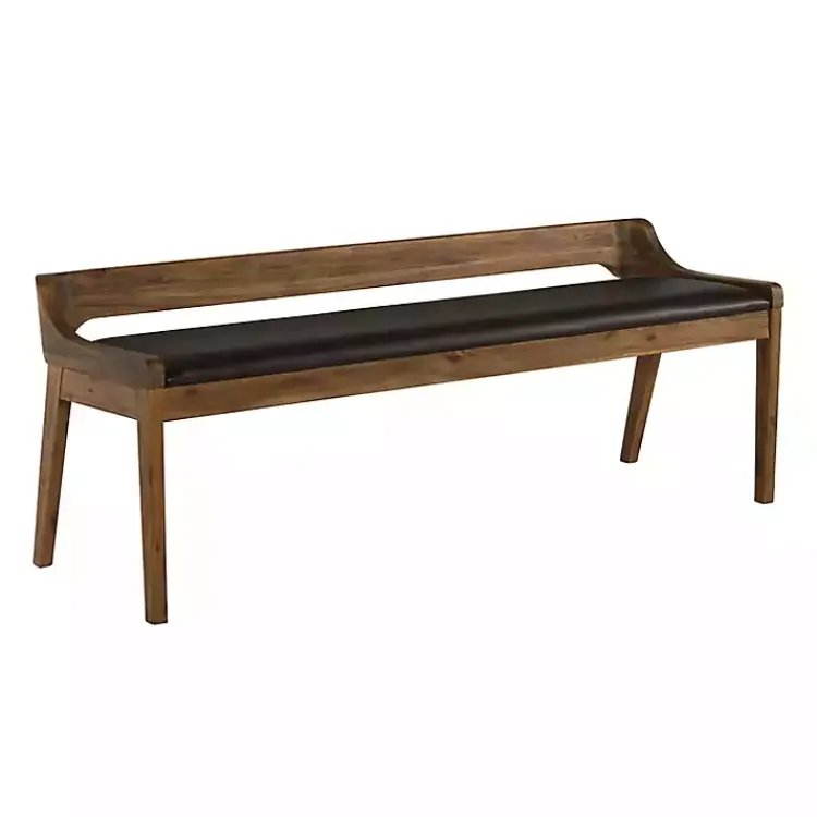 Benches & Ottomans-Kirklands Home Chestnut Acacia Wood Cushioned Bench Brown