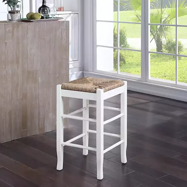 Bar Stools & Counter Height Stools-Kirklands Home Cream Handwoven Counter Stool White