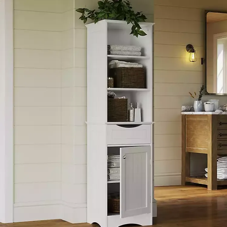 Cabinets & Sideboards-Kirklands Home Tall Open Shelves Cabinet White