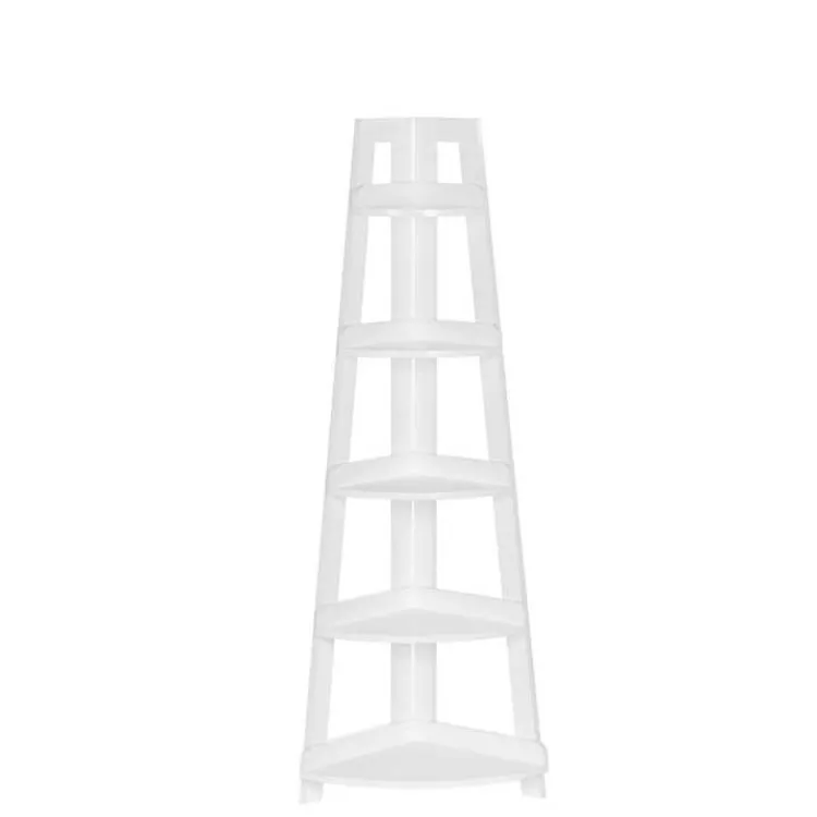 Bathroom Furniture-Kirklands Home White 5-Tier Corner Ladder Shelves