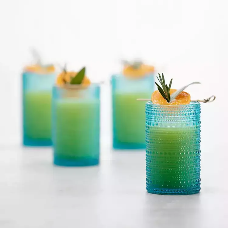 Glassware & Drinkware-Kirklands Home Fortessa Lagoon Bead Tall Glasses, Set of 6 Blue