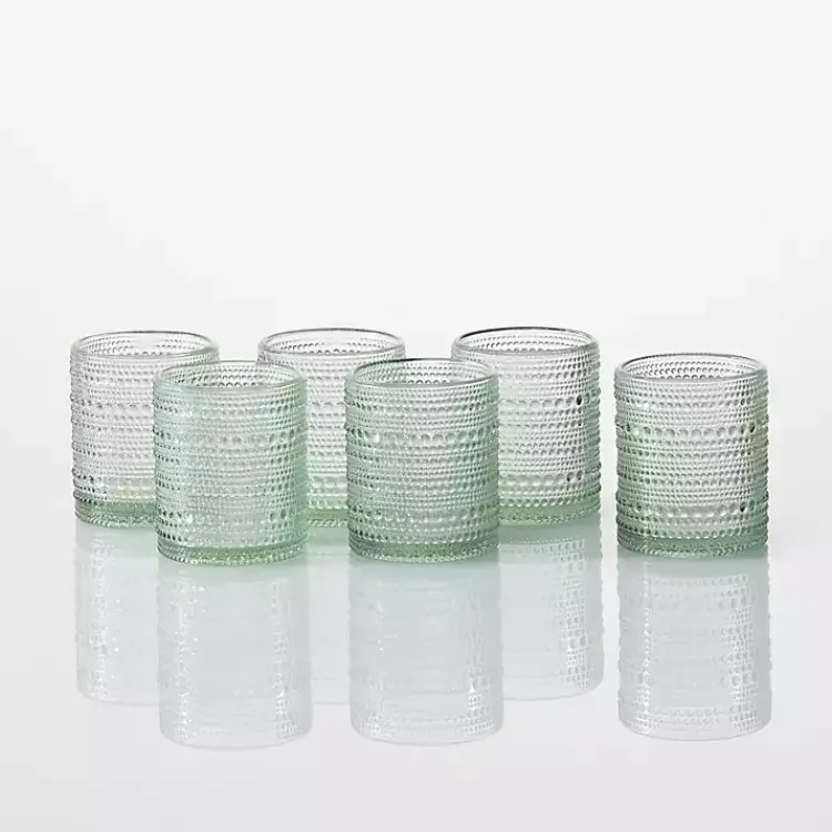 Glassware & Drinkware-Kirklands Home Fortessa Sage Bead Short Glasses, Set of 6 Green