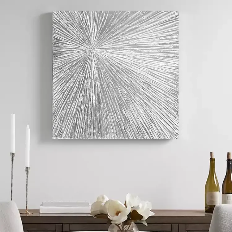 Canvas Art-Kirklands Home Sunburst Dimensional Resin Wall Art Silver