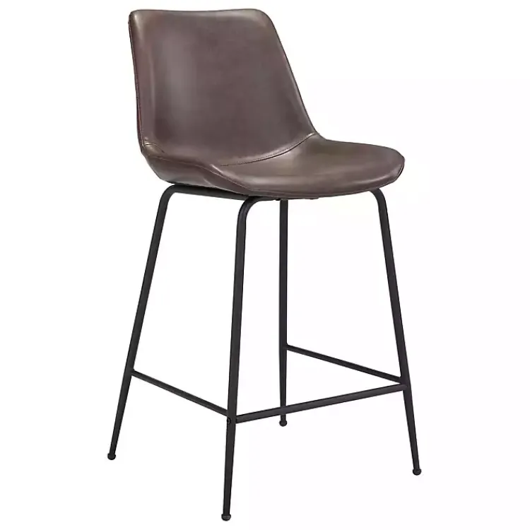 Bar Stools & Counter Height Stools-Kirklands Home Faux Leather Highback Counter Stool Brown