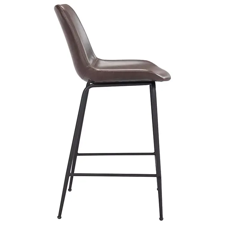 Bar Stools & Counter Height Stools-Kirklands Home Faux Leather Highback Counter Stool Brown