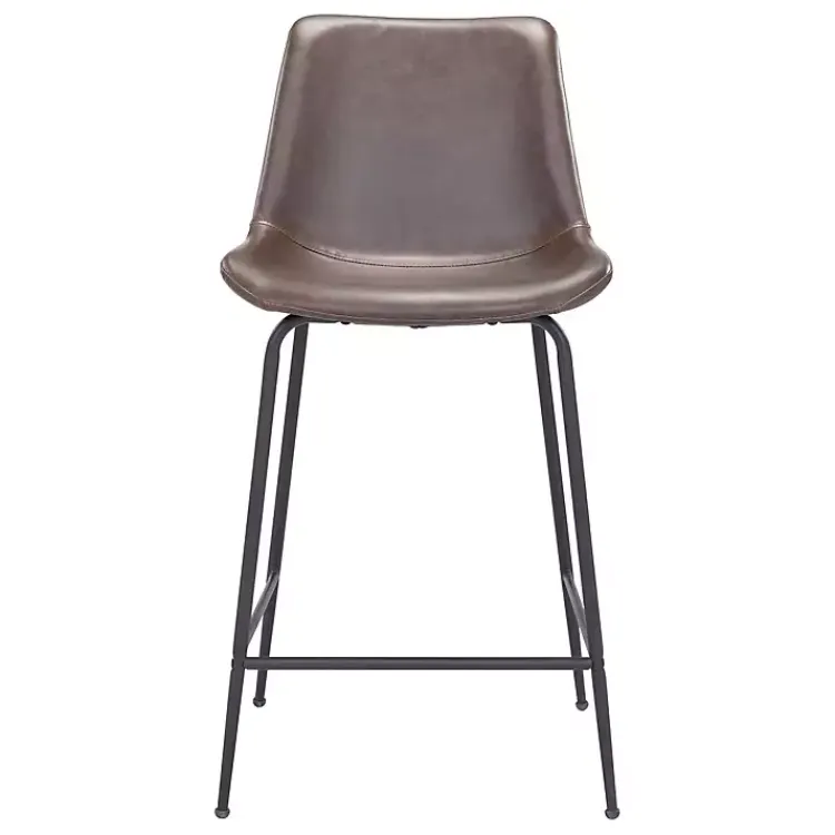 Bar Stools & Counter Height Stools-Kirklands Home Faux Leather Highback Counter Stool Brown