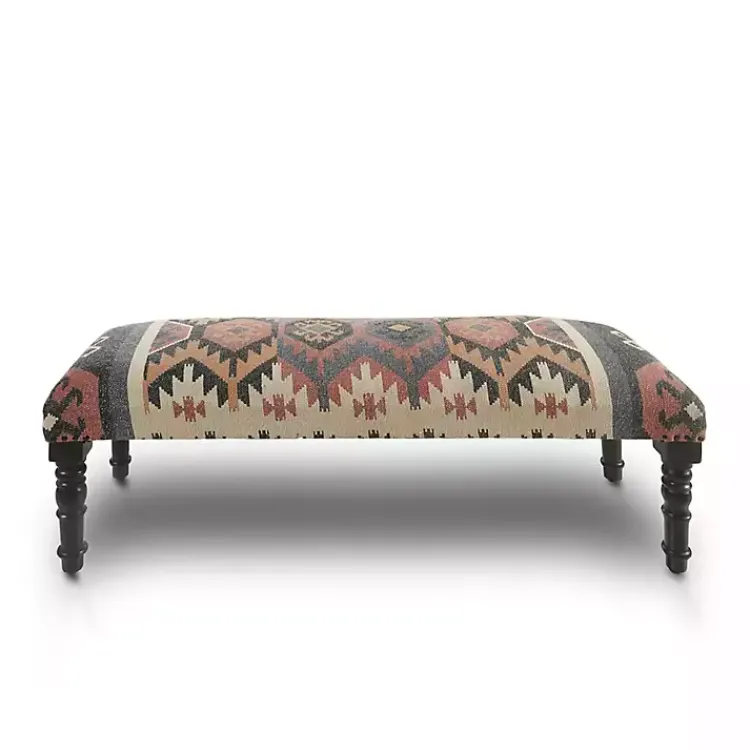 Benches & Ottomans-Kirklands Home Multicolor Southwestern Geometric Bench