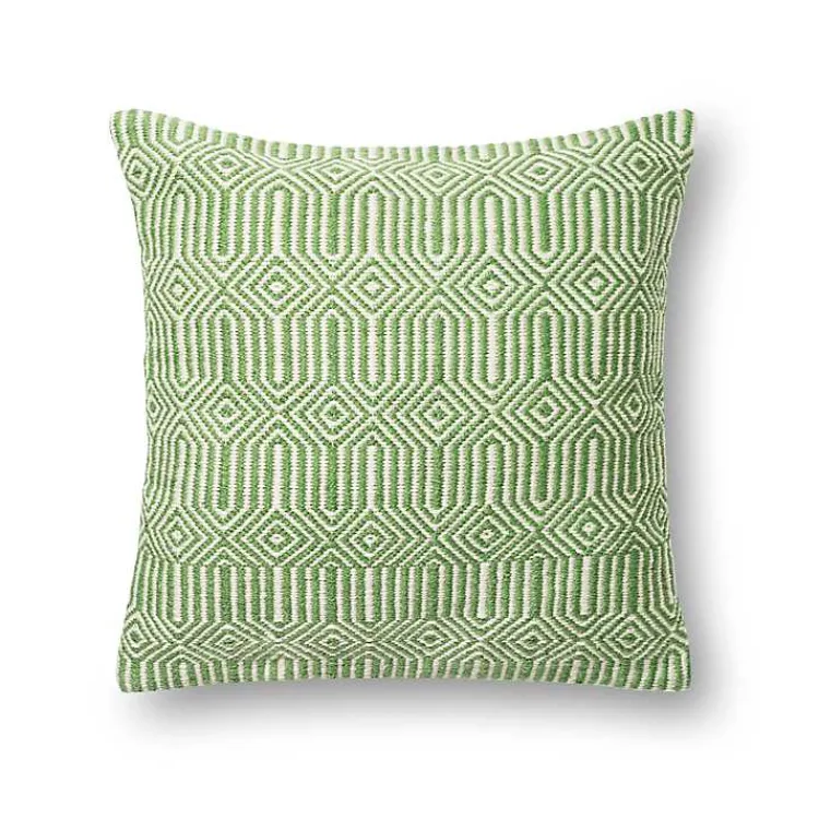 Outdoor Cushions & Pillows-Kirklands Home Lime Woven Geometric Outdoor Throw Pillow Green