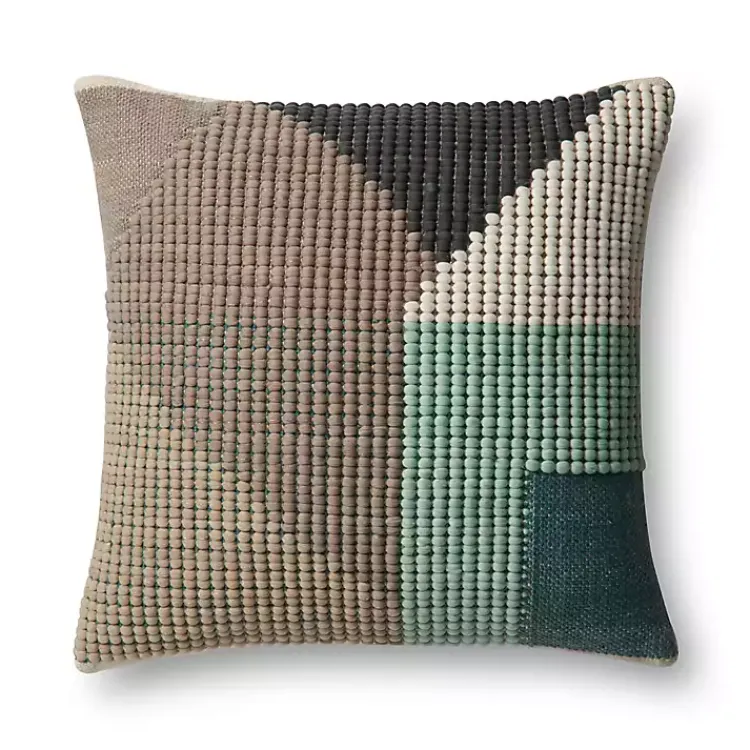 Outdoor Cushions & Pillows-Kirklands Home Teal and Brown Abstract Outdoor Pillow