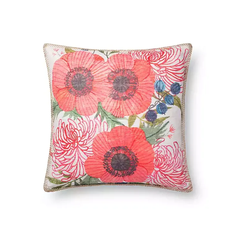 Outdoor Cushions & Pillows-Kirklands Home Multicolor Floral Blanket Stitch Outdoor Pillow