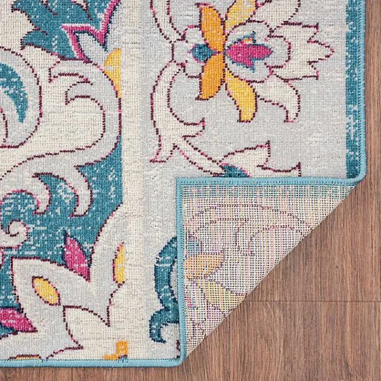 Outdoor Rugs-Kirklands Home Blue Floral Medallion Outdoor Area Rug, 7x9