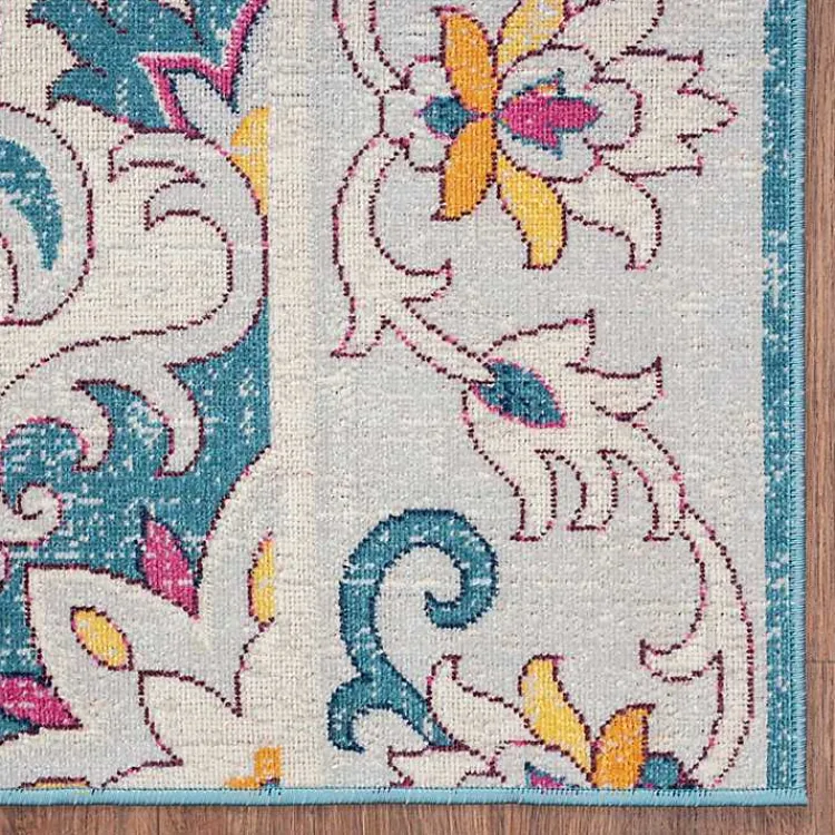 Outdoor Rugs-Kirklands Home Blue Floral Medallion Outdoor Area Rug, 7x9