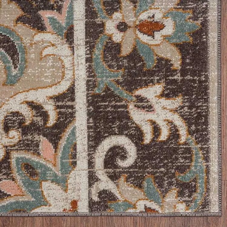 Outdoor Rugs-Kirklands Home Brown Floral Medallion Outdoor Area Rug, 5x7