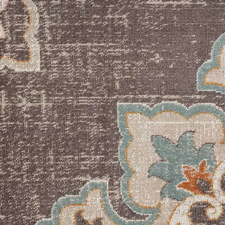 Outdoor Rugs-Kirklands Home Brown Floral Medallion Outdoor Area Rug, 7x9