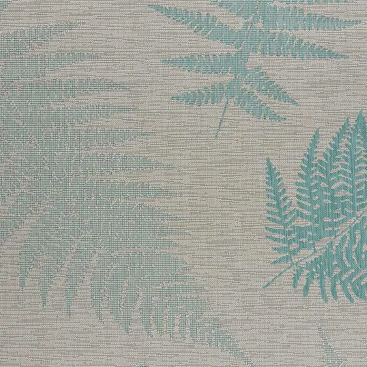 Outdoor Rugs-Kirklands Home Teal and Tan Falling Ferns Outdoor Area Rug, 5x7