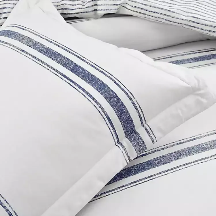 Comforters-Kirklands Home Navy Stripe 3-pc. Full/Queen Comforter Set