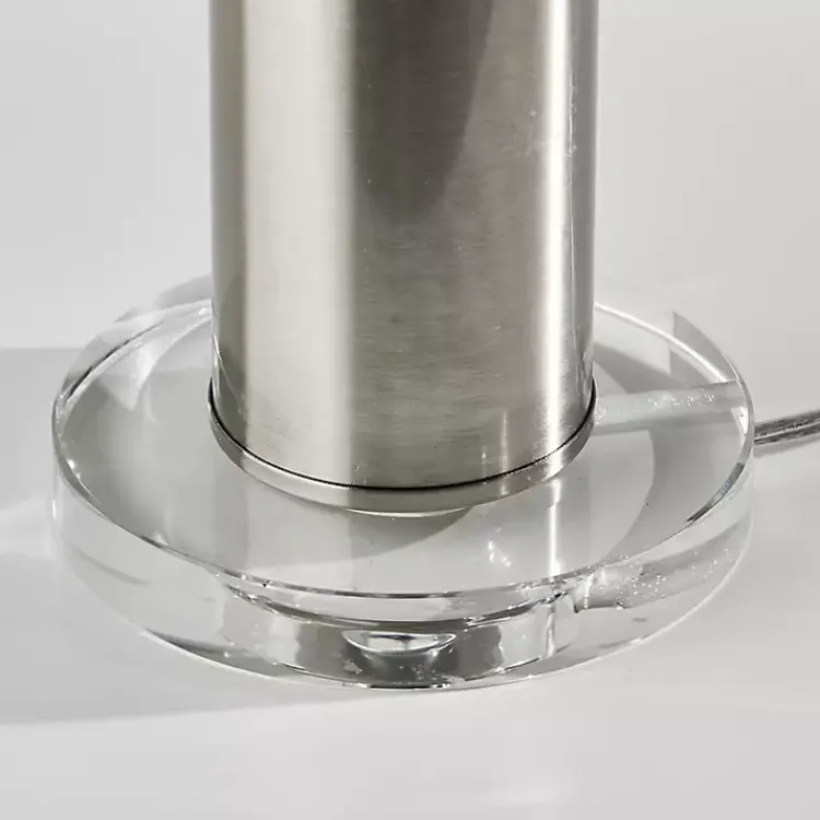 Table Lamps-Kirklands Home Brushed Steel Cylinder Table Lamp White