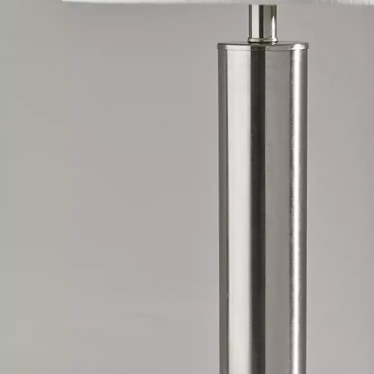 Table Lamps-Kirklands Home Brushed Steel Cylinder Table Lamp White
