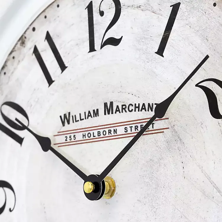 Clocks-Kirklands Home Distressed White Two Grooves Iron Frame Wall Clock