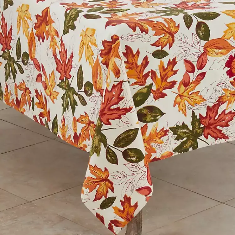 Table Linens-Kirklands Home Autumn Foliage Outline Square Harvest Table Cloth