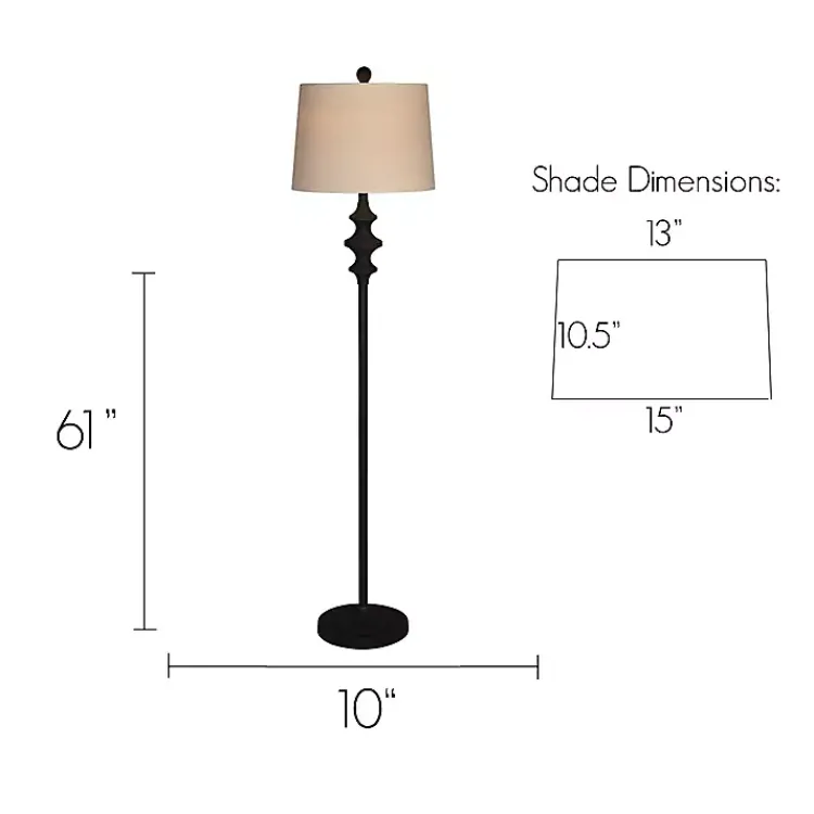 Floor Lamps-Kirklands Home Thelma Matte Black Stem Floor Lamp Tan