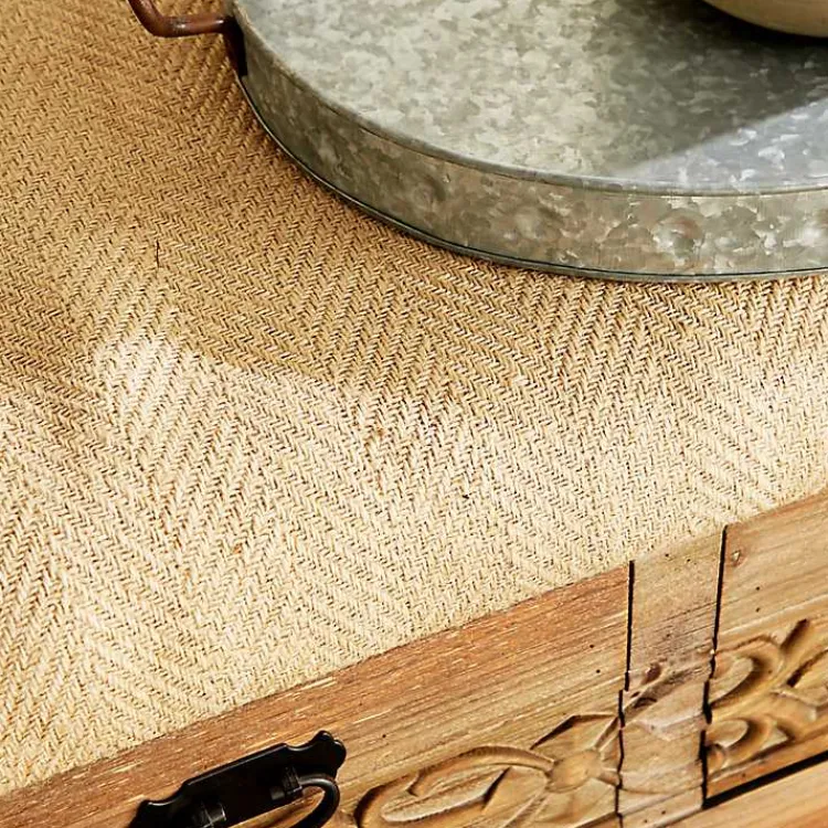 Benches & Ottomans-Kirklands Home Beige Upholstered Acanthus Carved Wooden Bench Tan