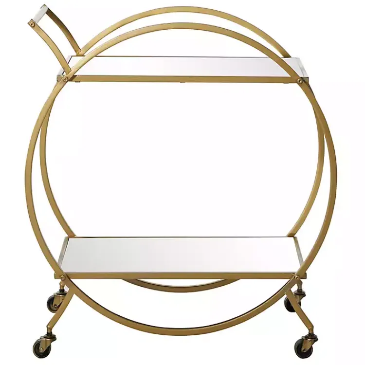 Kitchen Islands & Bar Carts-Kirklands Home Gold Metal Circular Bar Cart