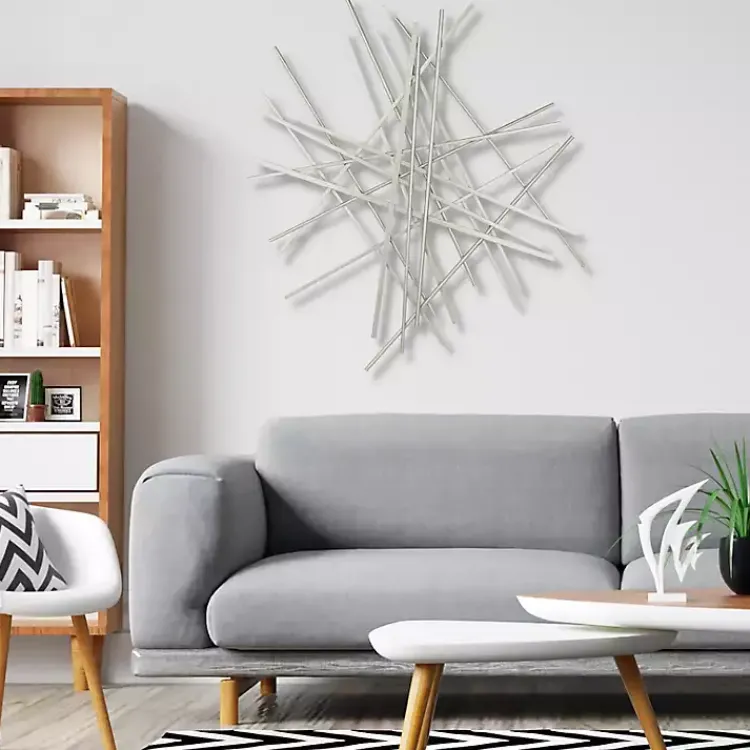 Wall Plaques-Kirklands Home Abstract Metal Bar Wall Plaque Silver