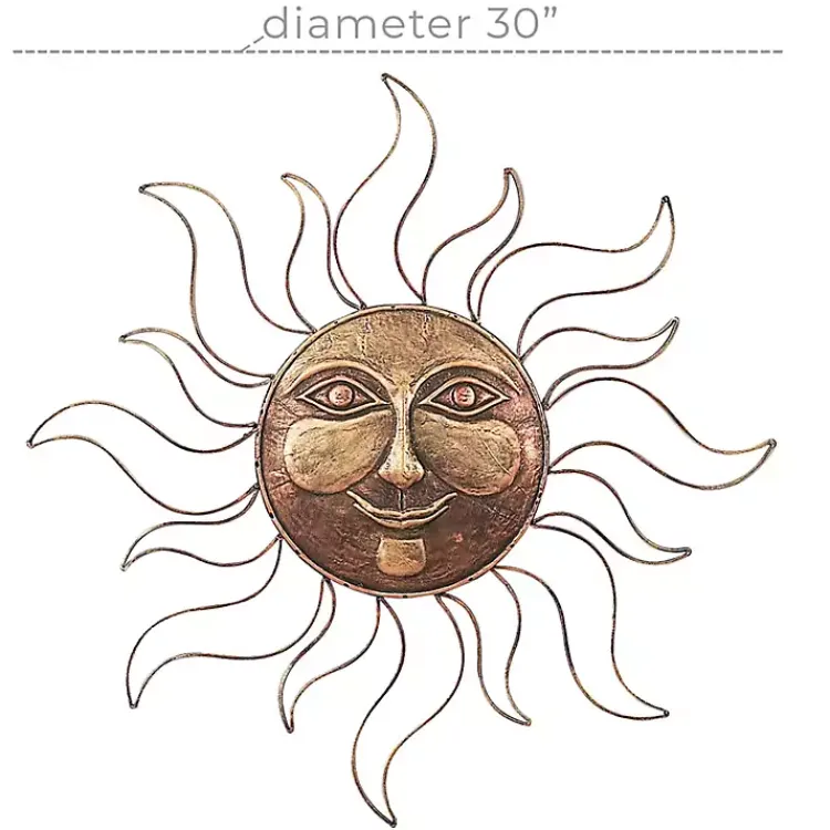 Outdoor Wall Decor-Kirklands Home Brass Sun Metal Outdoor Wall Plaque Brown