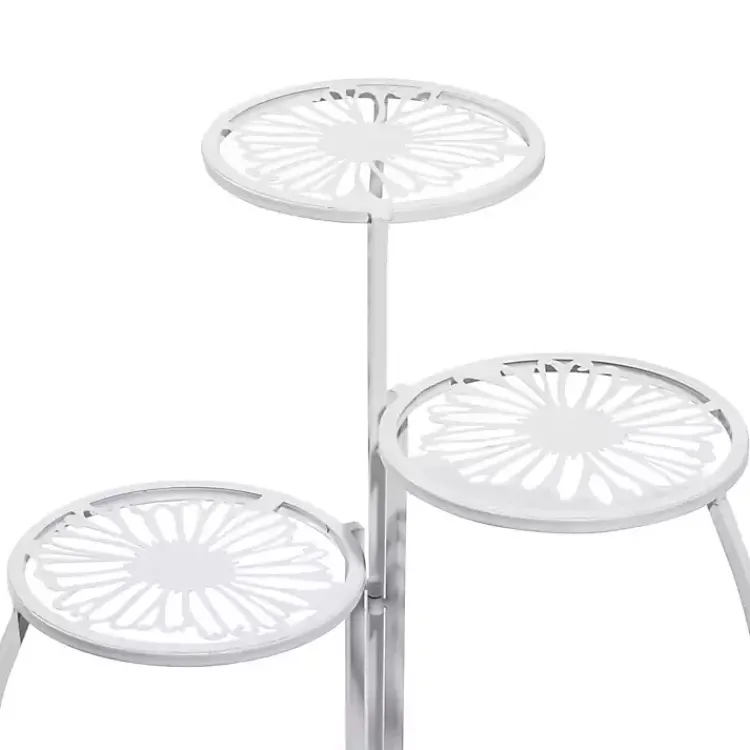 Planters-Kirklands Home Metal Floral 3-Tier Plant Stand White