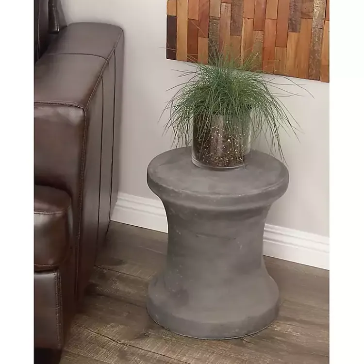 Outdoor Tables-Kirklands Home Clay Hourglass Accent Table Black