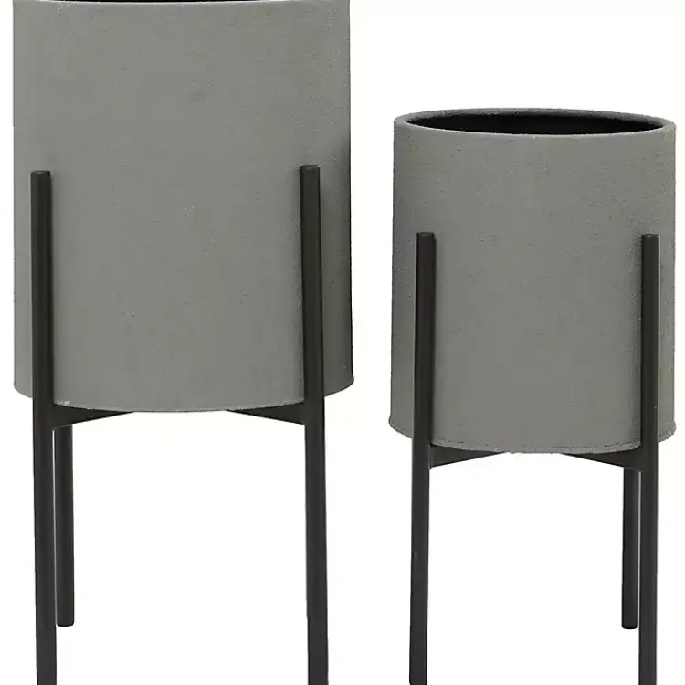 Planters-Kirklands Home Dark Barrel 2-pc. Planter Set Gray