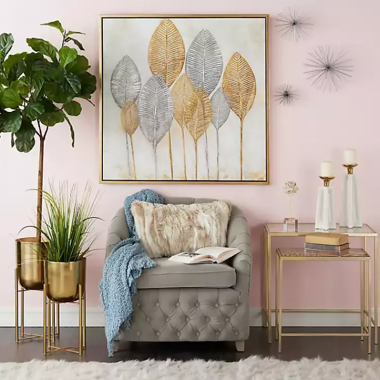 Planters-Kirklands Home Metallic Planters with Stands, Set of 2 Gold