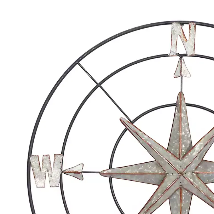 Outdoor Wall Decor-Kirklands Home Compass Rose Outdoor Plaque Silver