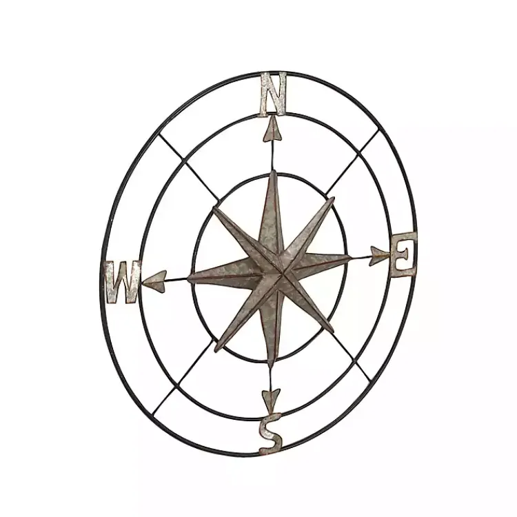 Outdoor Wall Decor-Kirklands Home Compass Rose Outdoor Plaque Silver
