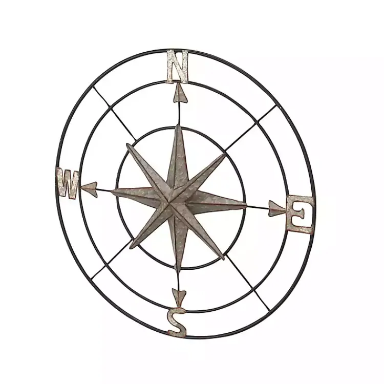 Outdoor Wall Decor-Kirklands Home Compass Rose Outdoor Plaque Silver