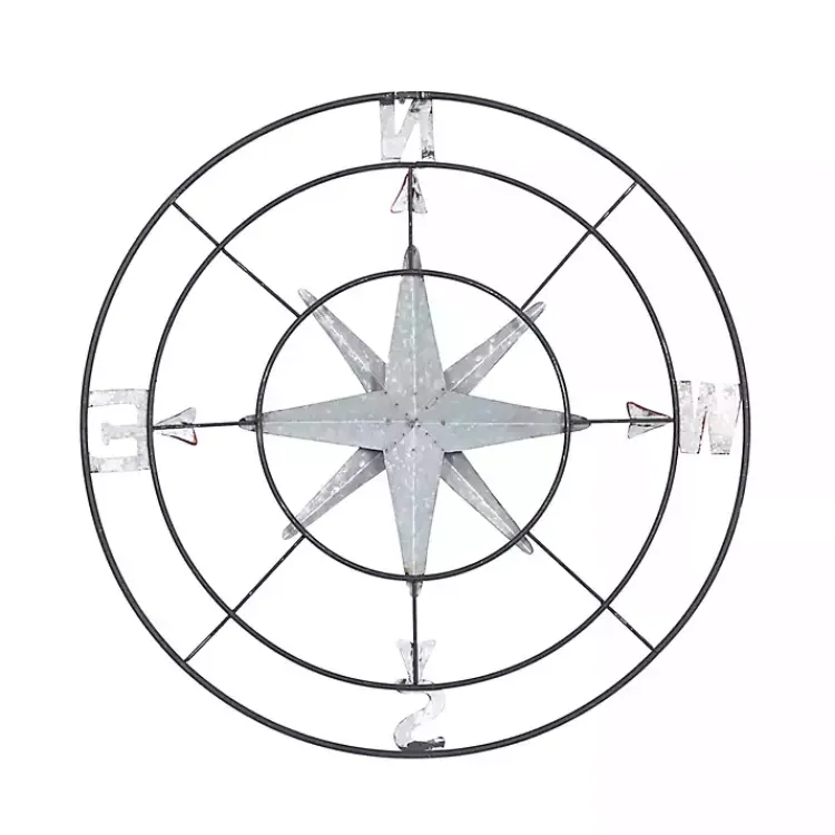 Outdoor Wall Decor-Kirklands Home Compass Rose Outdoor Plaque Silver