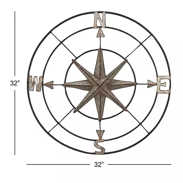 Outdoor Wall Decor-Kirklands Home Compass Rose Outdoor Plaque Silver