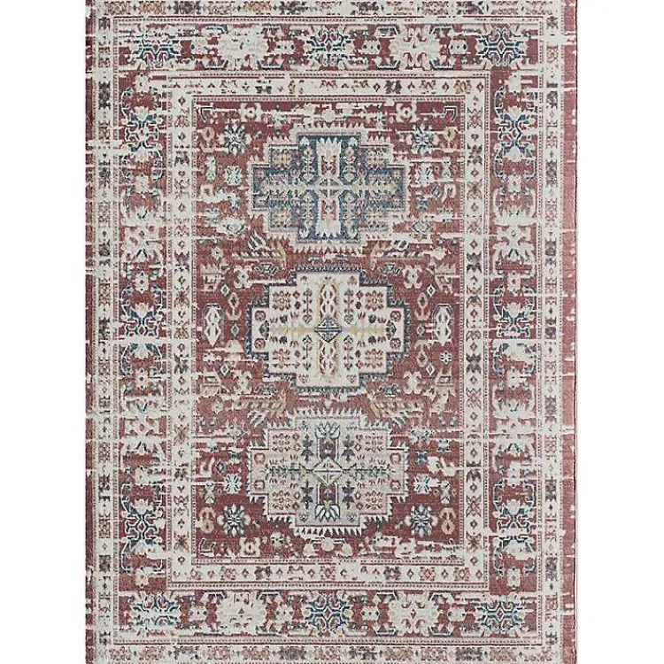 Area Rugs-Kirklands Home Dark Terra Cotta Borde Area Rug, 8x10 Red