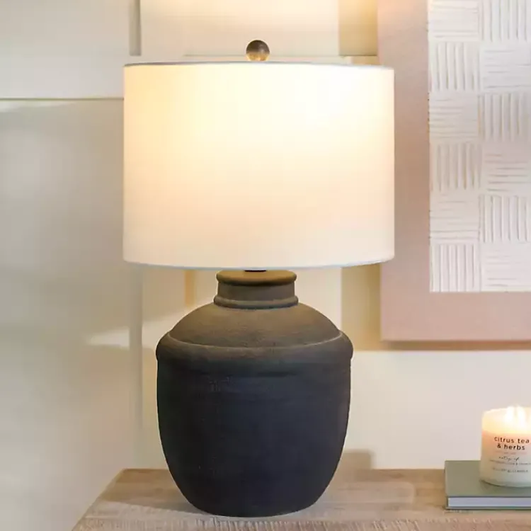 Table Lamps-Kirklands Home Matte Black Cairo Table Lamp White