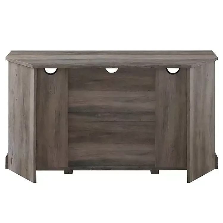 Tv Stands & Media Consoles-Kirklands Home Sliding Barn Doors Corner TV Stand Gray