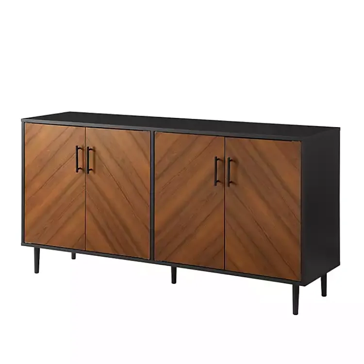 Tv Stands & Media Consoles-Kirklands Home Acorn and Black Chevron Door TV Stand Brown