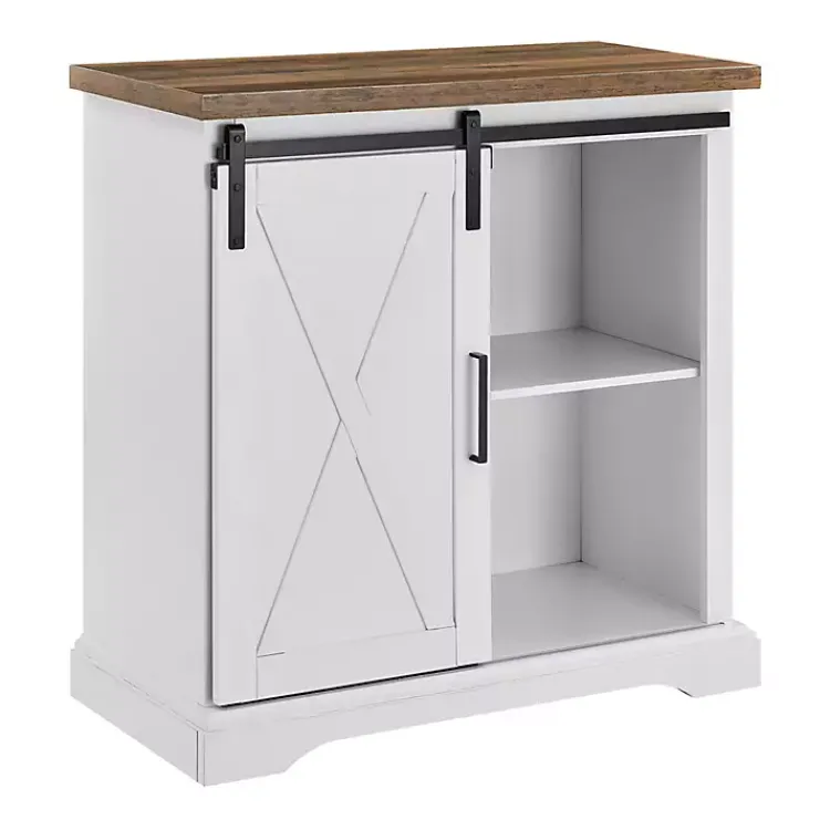 Cabinets & Sideboards-Kirklands Home Barn Door Cabinet White